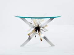 Maria Pergay Maria Pergay steel and brass dining table Gerbe 1970 - 3487317