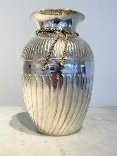 Maria Pergay Modernist Silver Vase With Stylized Brass Tassels Attributed to Maria Pergay - 3889578