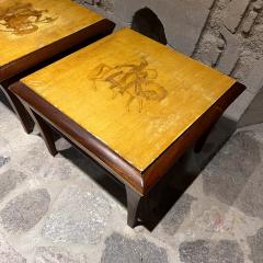 Maria Teresa Mendez 1960s Neoclassical Hand Painted Side Tables Mahogany Goatskin - 3555566