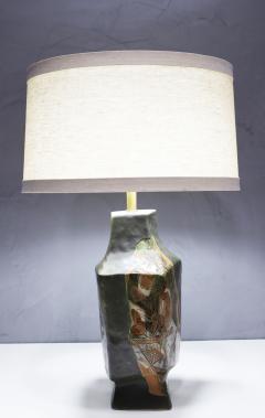 Marianna Von Allesch Marianna von Allesch Ceramic Table Lamp with Etching on Two Corners Signed - 2751868