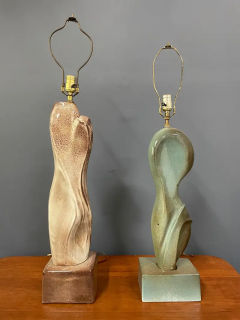 Marianna Von Allesch Marianna von Allesch Pair of Complimentary Ceramic Mid Century Table Lamps - 2518388