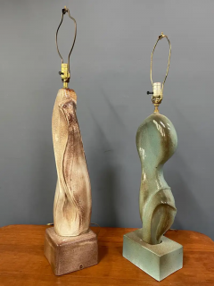 Marianna Von Allesch Marianna von Allesch Pair of Complimentary Ceramic Mid Century Table Lamps - 2518395