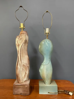 Marianna Von Allesch Marianna von Allesch Pair of Complimentary Ceramic Mid Century Table Lamps - 2518396