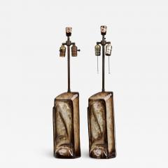 Marianna Von Allesch Pair of Marianna von Allesch for Carola Ceramics German Ceramic Table Lamps - 4178491