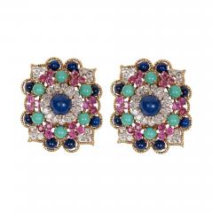 Marianne Ostier Marianne Ostier Colored Stone Diamond Gold Platinum Earclips - 1618043