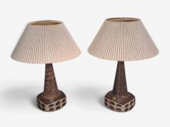 Marianne Starck Large Table Lamps Brown Stoneware Denmark 1960s - 4793853