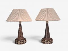 Marianne Starck Large Table Lamps Brown Stoneware Denmark 1960s - 4793854