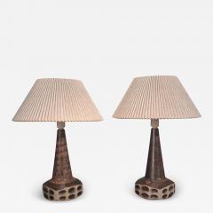 Marianne Starck Large Table Lamps Brown Stoneware Denmark 1960s - 4796117