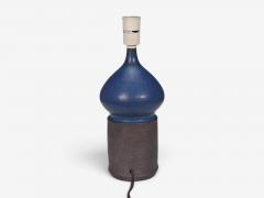 Marianne Starck Table Lamp Blue and Brown Stoneware Denmark 1960s - 4802735