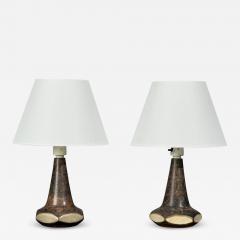 Marianne Starck Table Lamps Brown Stoneware Denmark 1960s - 4804955