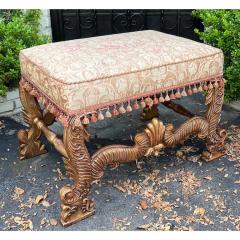 Mariano Fortuny 18th C Style Fortuny Upholstered Giltwood Ottoman Footstool Bench - 3135922