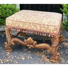 Mariano Fortuny 18th C Style Fortuny Upholstered Giltwood Ottoman Footstool Bench - 3135923