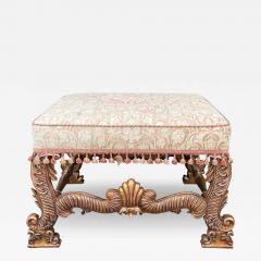 Mariano Fortuny 18th C Style Fortuny Upholstered Giltwood Ottoman Footstool Bench - 3137449