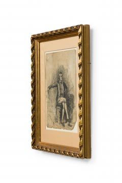 Mariano Fortuny y Marsal Mariano Fortuny y Marsal 19th Century pen and ink portrait of a seated Spanish g - 4636214