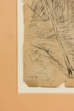 Mariano Fortuny y Marsal Mariano Fortuny y Marsal 19th Century pen and ink portrait of a seated Spanish g - 4636215