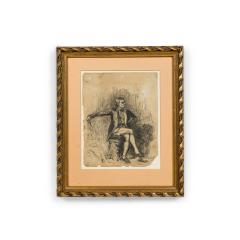 Mariano Fortuny y Marsal Mariano Fortuny y Marsal 19th Century pen and ink portrait of a seated Spanish g - 4636218