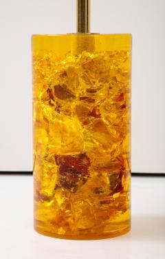 Marie Claude de Fouqui res A Near Pair of Amber Crushed Ice Resin Lamps by Marie Claude de Fouquieres 1970s - 2806794