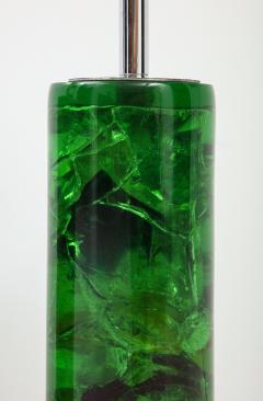 Marie Claude de Fouqui res A Pair of Green Crushed Ice Resin Lamps by Marie Claude de Fouquieres 1970s - 2805657