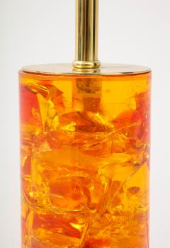 Marie Claude de Fouqui res A Single Amber Crushed Ice Resin Lamp by Marie Claude de Fouquieres 1970s - 2806840
