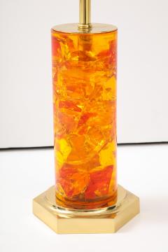 Marie Claude de Fouqui res A Single Amber Crushed Ice Resin Lamp by Marie Claude de Fouquieres 1970s - 2806842