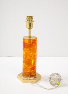 Marie Claude de Fouqui res A Single Amber Crushed Ice Resin Lamp by Marie Claude de Fouquieres 1970s - 2806844