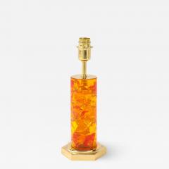 Marie Claude de Fouqui res A Single Amber Crushed Ice Resin Lamp by Marie Claude de Fouquieres 1970s - 2812537