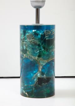 Marie Claude de Fouqui res A Single Blue Crushed Ice Resin Lamp by Marie Claude de Fouquieres 1970s - 2806342