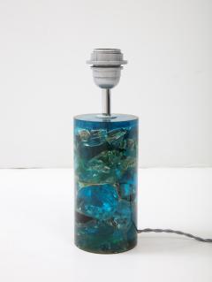 Marie Claude de Fouqui res A Single Blue Crushed Ice Resin Lamp by Marie Claude de Fouquieres 1970s - 2806344