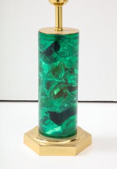 Marie Claude de Fouqui res A Single Green Crushed Ice Resin Lamp by Marie Claude de Fouquieres 1970s - 2806870