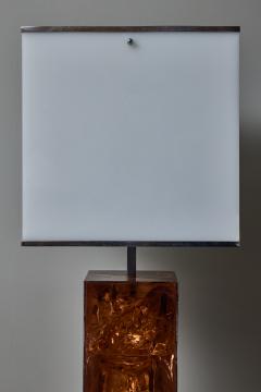 Marie Claude de Fouqui res Table lamp in Brown Resin with Original Plexi Lampshade - 3107084