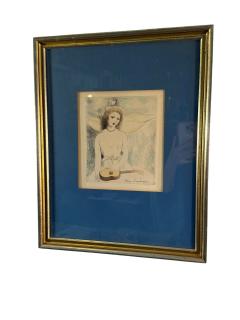 Marie Laurencin SIGNED MARIE LAURECIN ANGELWITH GUITAR DRYPOINT ETCHING - 4494787