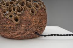 Marie Nielsen Textured Ceramic Table Lamp by Bodil Marie Nielsen Denmark 1970s - 4566863