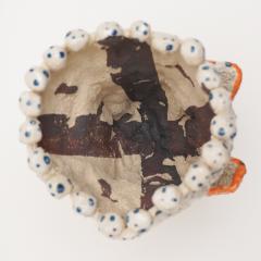 Marie Pierre Biau SHELL VASE 5 BLUE WHITE AND ORANGE Glazed sandstone sculpture - 4453787