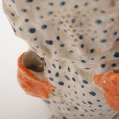 Marie Pierre Biau SHELL VASE 5 BLUE WHITE AND ORANGE Glazed sandstone sculpture - 4453788