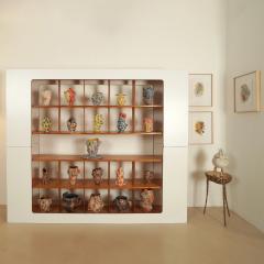 Marie Pierre Biau SHELL VASE 5 BLUE WHITE AND ORANGE Glazed sandstone sculpture - 4453791