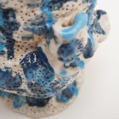 Marie Pierre Biau SHELL VASE 9 BLUE AND ORANGE Glazed sandstone sculpture - 4453737