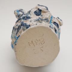 Marie Pierre Biau SHELL VASE 9 BLUE AND ORANGE Glazed sandstone sculpture - 4453738