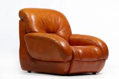 Mario Bellini 1970s Italian Mid Century Modern Plush Carmel Leather Club Chairs - 3920197