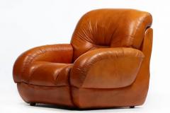 Mario Bellini 1970s Italian Mid Century Modern Plush Carmel Leather Club Chairs - 3920199