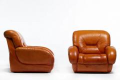 Mario Bellini 1970s Italian Mid Century Modern Plush Carmel Leather Club Chairs - 3920217