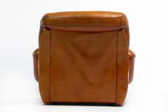 Mario Bellini 1970s Italian Mid Century Modern Plush Carmel Leather Club Chairs - 3920224