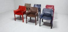 Mario Bellini Cab 413 Set of Six Armchairs in Multicolor Leather by Mario Bellini for Cassina - 4479844