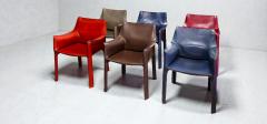 Mario Bellini Cab 413 Set of Six Armchairs in Multicolor Leather by Mario Bellini for Cassina - 4609615