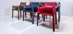Mario Bellini Cab 413 Set of Six Armchairs in Multicolor Leather by Mario Bellini for Cassina - 4609616