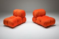 Mario Bellini Camaleonda Lounge Chairs in Bright Orange Velvet 1970s - 1420981