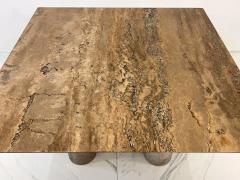 Mario Bellini Il Colonnato Dining Table by Mario Bellini Travertine and Honed Marble 1970s - 3925814