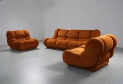 Mario Bellini Large Living room set in orange rusty brown Velvet Italy 1970s - 3653597