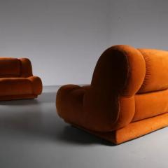 Mario Bellini Large Living room set in orange rusty brown Velvet Italy 1970s - 3653600