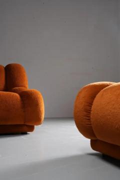 Mario Bellini Large Living room set in orange rusty brown Velvet Italy 1970s - 3653602