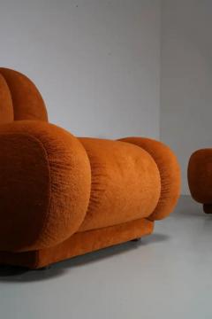 Mario Bellini Large Living room set in orange rusty brown Velvet Italy 1970s - 3653603